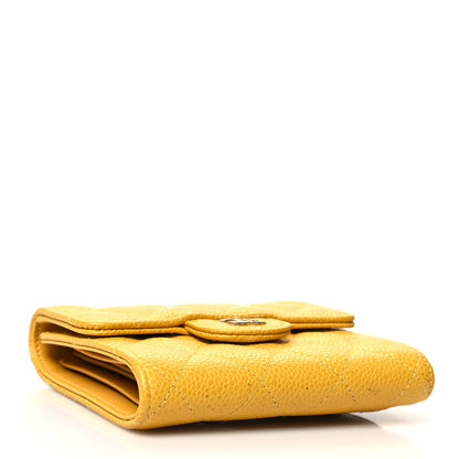 Chanel Caviar Quilted Compact Flap Wallet Yellow 4 of 14