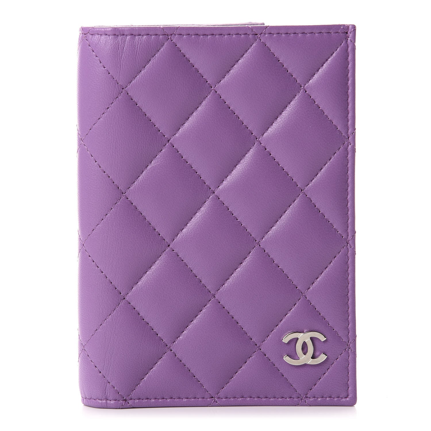 Chanel Lambskin Quilted Passport Holder Purple 1 of 8