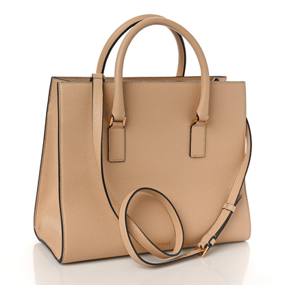 Versace Grained Calfskin Large Virtus Top Handle Shoulder Bag Beige 2 of 8