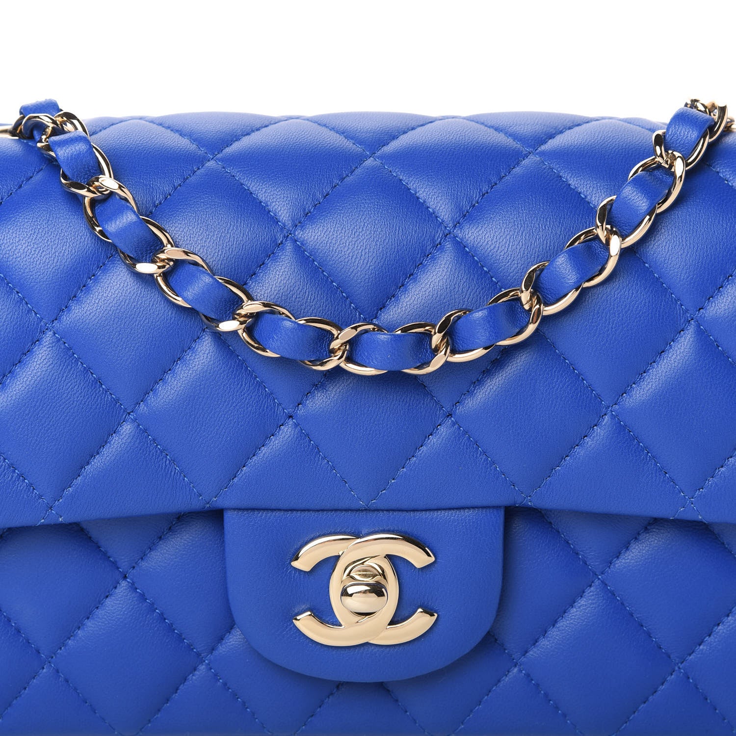 Chanel Lambskin Quilted Mini Rectangular Flap Royal Blue 10 of 11