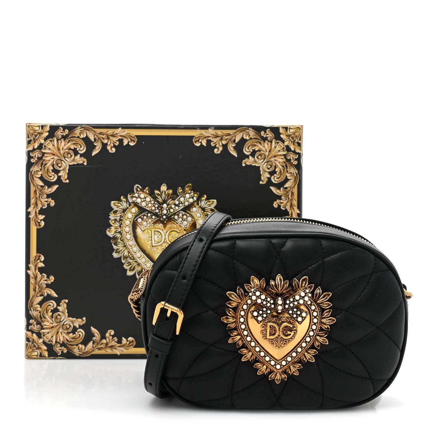 Dolce & Gabbana Smooth Calfskin Mini Devotion Camera Bag Black 9 of 9