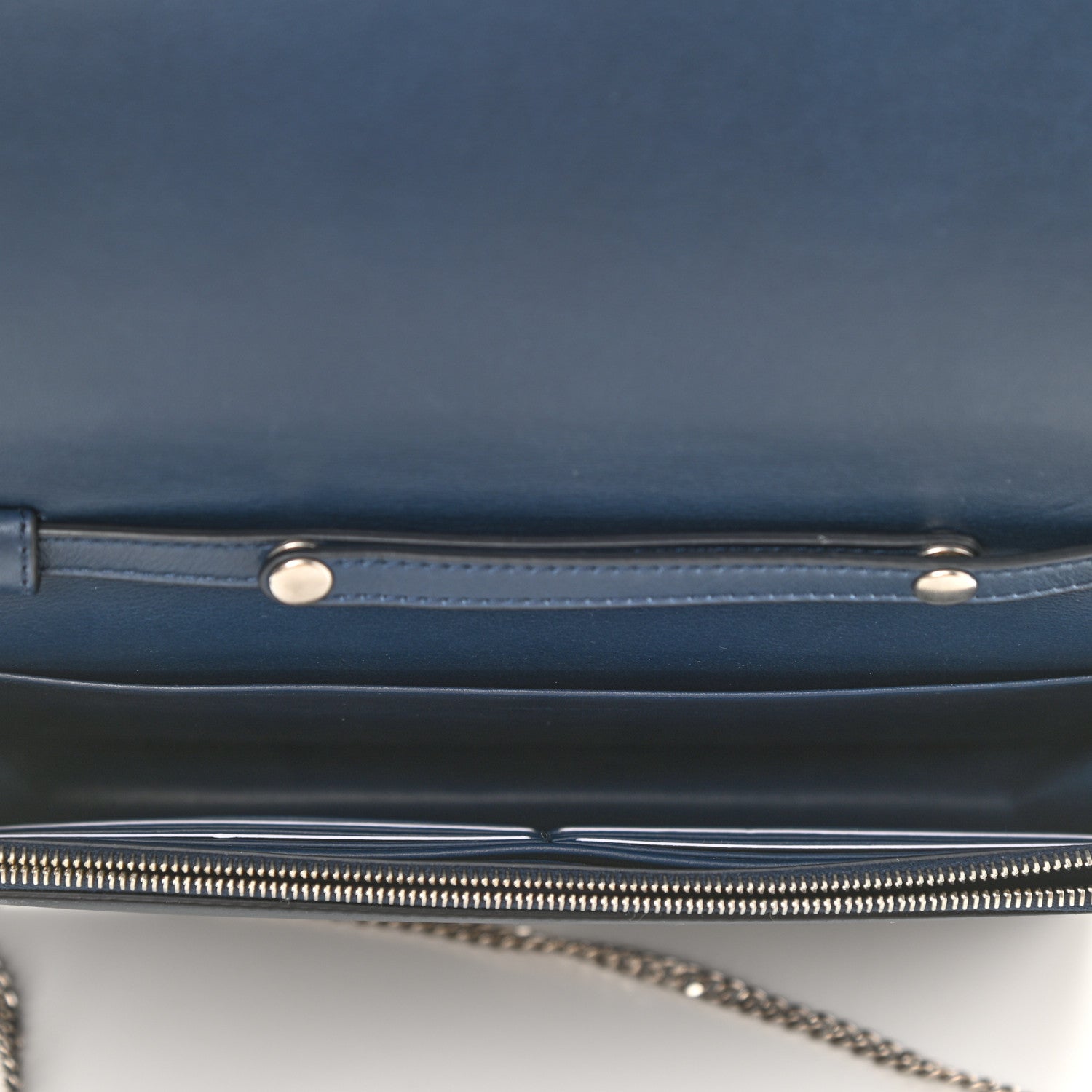 Celine Smooth Lambskin Frame Evening Chain Clutch Steel Blue Plum 5 of 9