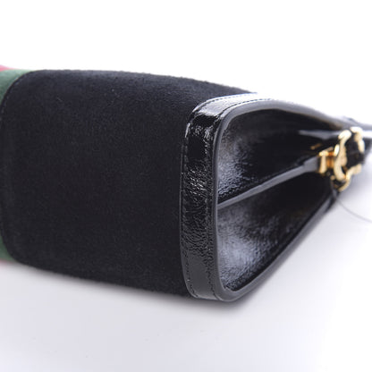 Gucci Suede Patent GG Web Small Ophidia Chain Shoulder Bag Black 9 of 10