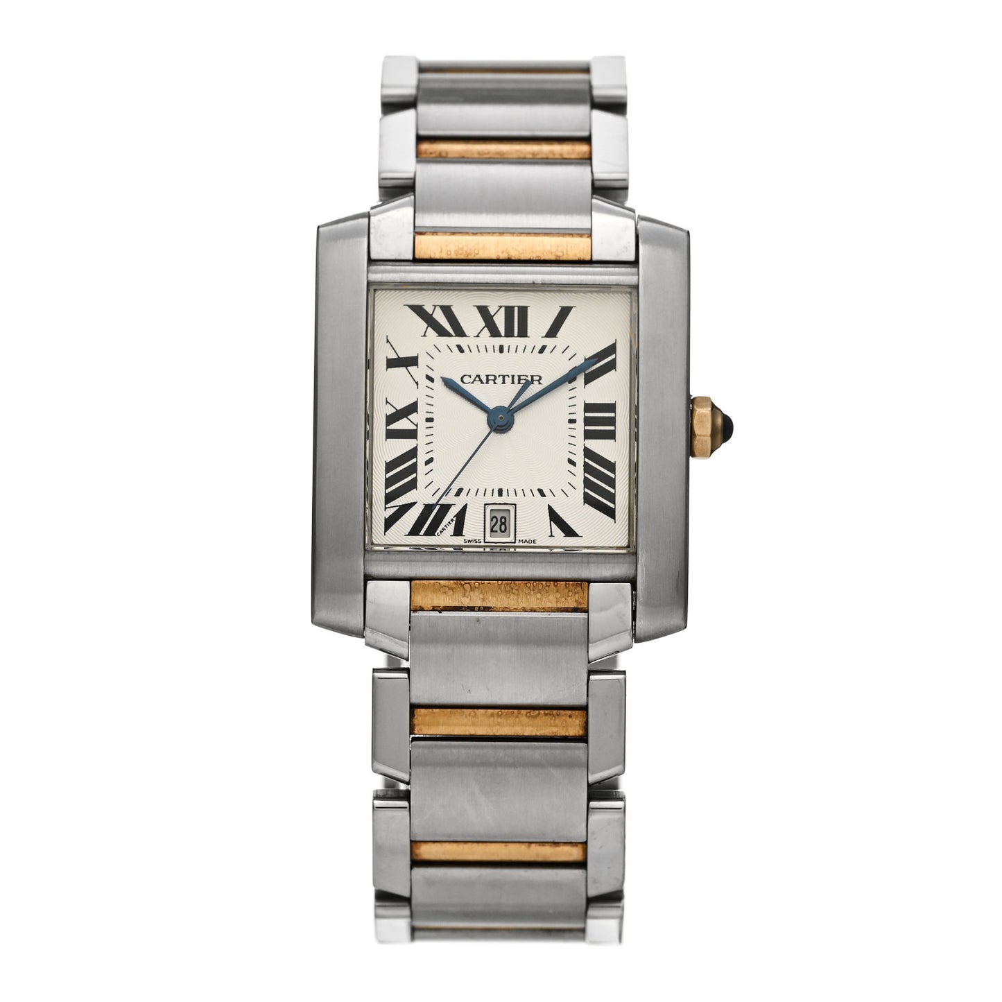 Stainless Steel 18K Yellow Gold 28mm Tank Francaise Automatic Watch