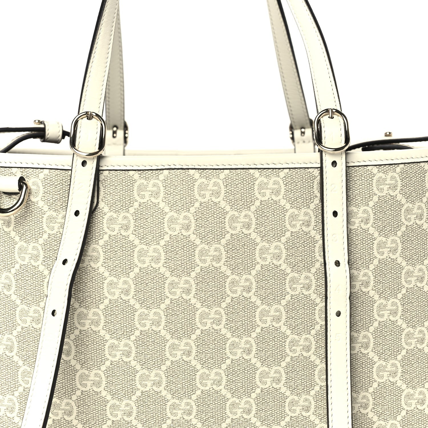 Gucci Supreme Monogram Emblem Medium Tote Bag Mystic White Oatmeal 7 of 9