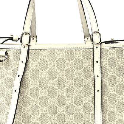 Gucci Supreme Monogram Emblem Medium Tote Bag Mystic White Oatmeal 7 of 9
