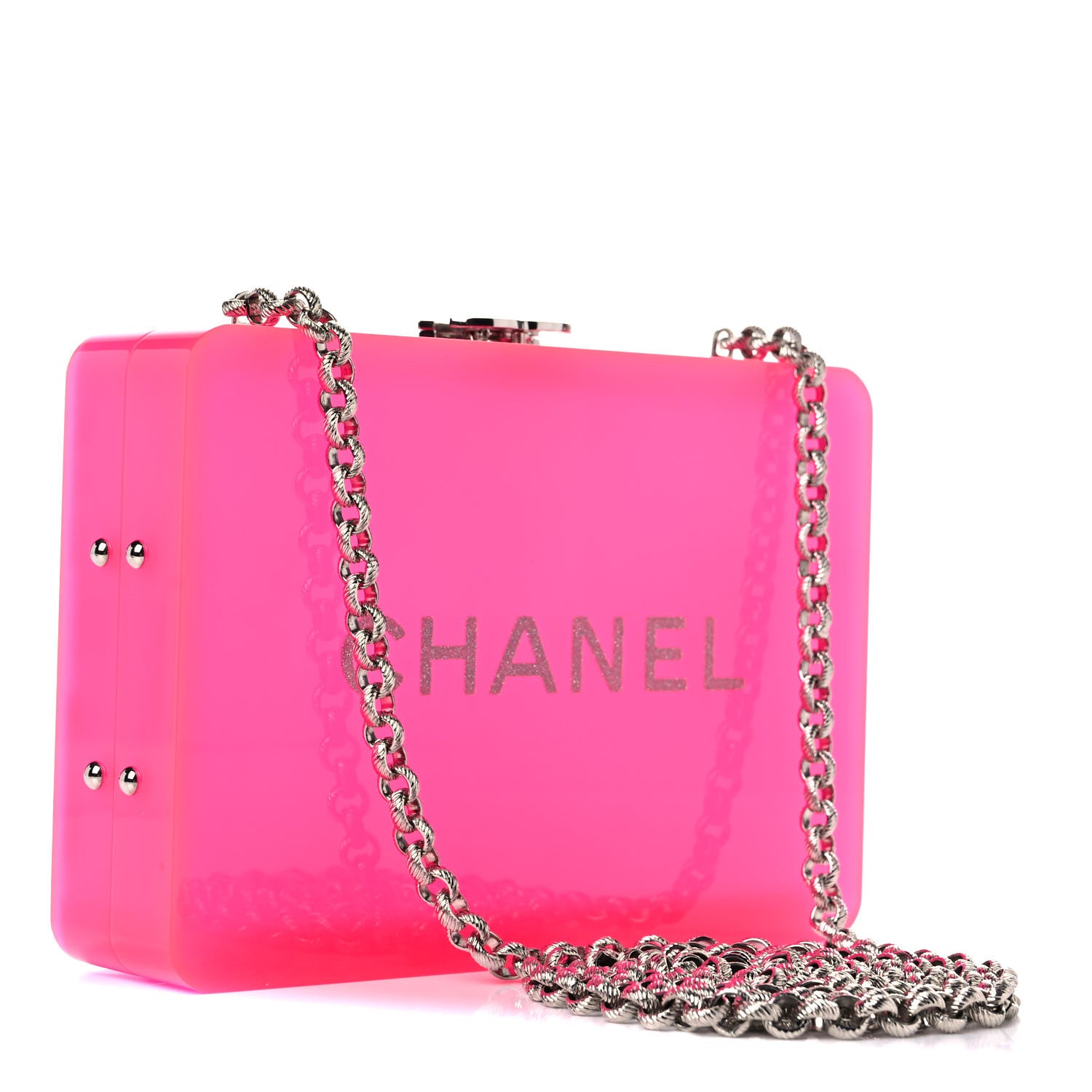 Chanel Plexiglass Strass Motherboard Minaudiere Clutch Pink 3 of 8