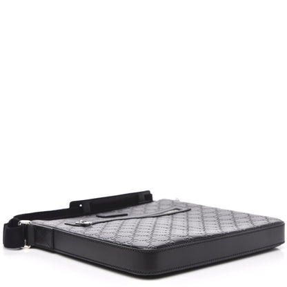 Gucci Guccissima Signature Medium Flat Messenger Bag Black 3 of 9