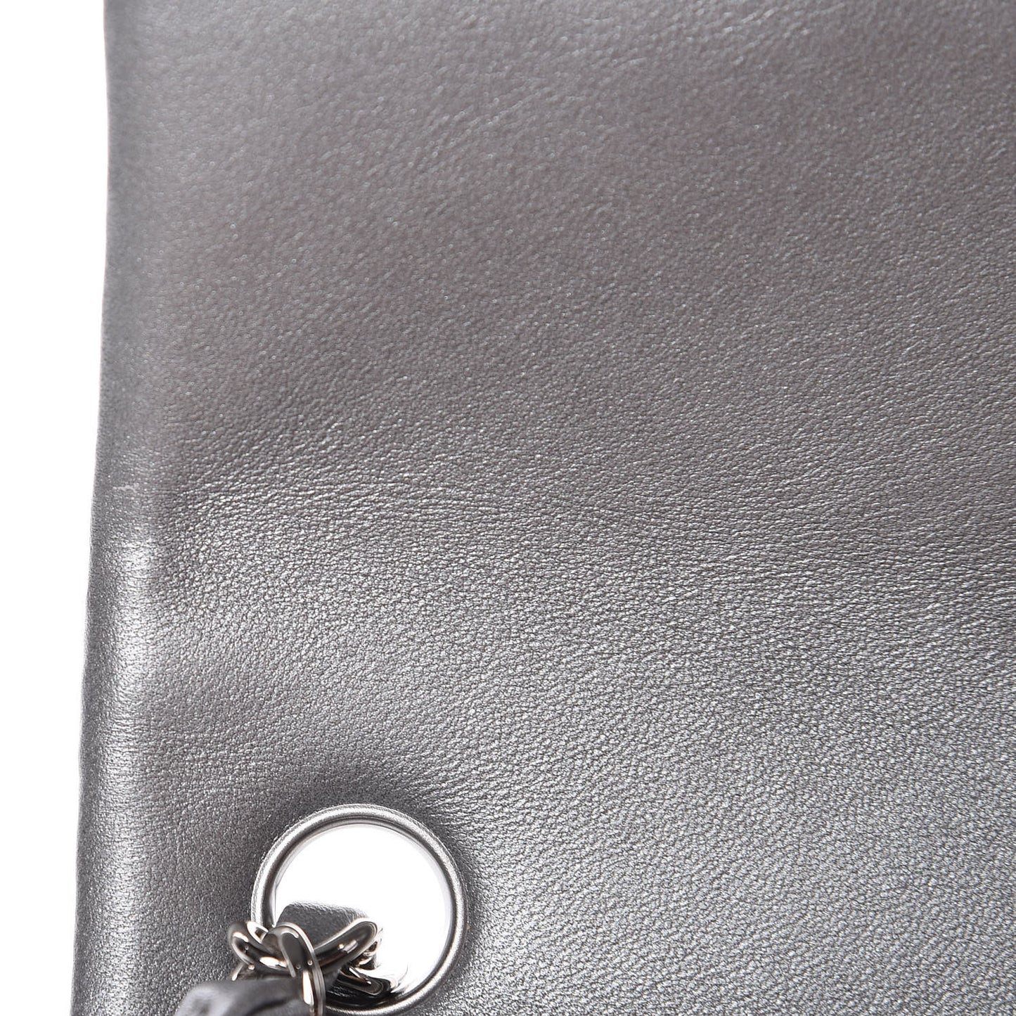 Metallic Lambskin Quilted Mini Rectangular Flap Silver