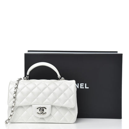 Chanel Iridescent Caviar Quilted Mini Top Handle Rectangular Flap White 10 of 10