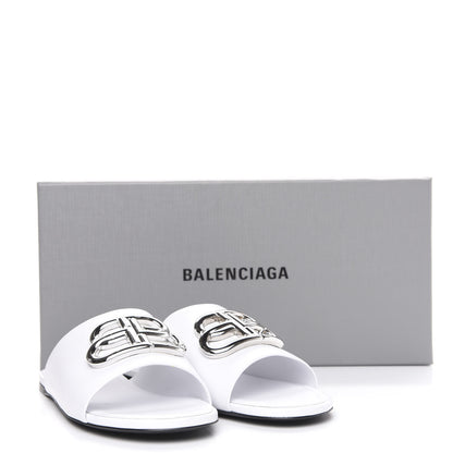 Balenciaga Shiny Sheepskin Oval BB Mule Sandals 36.5 White 9 of 9