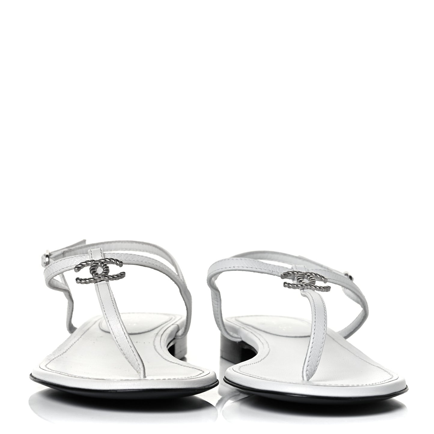 Lambskin Rope CC Thong Sandals 35 White