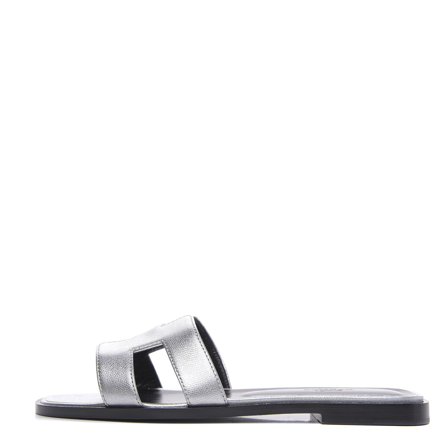 Hermes Metallic Madame Calfskin Oran Sandals 36.5 Argent 1 of 8