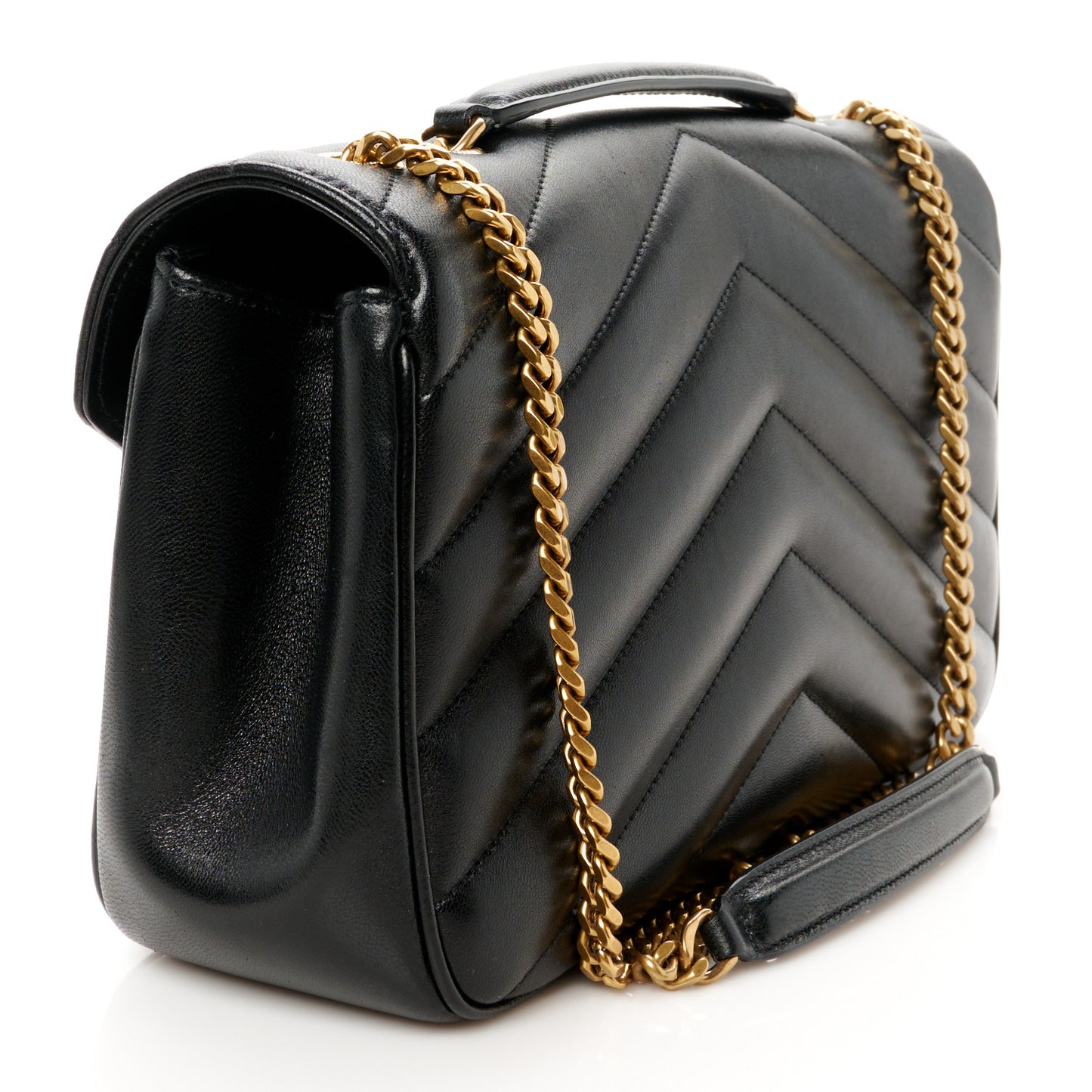 Lambskin Chevron Quilted Medium Loulou Black