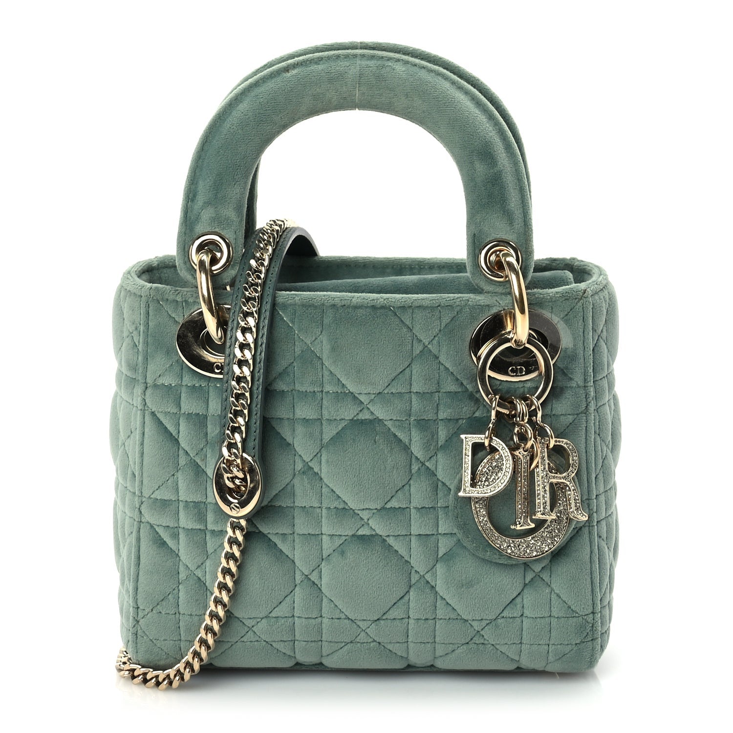 Christian Dior Velvet Mini Lady Dior Green 1 of 8