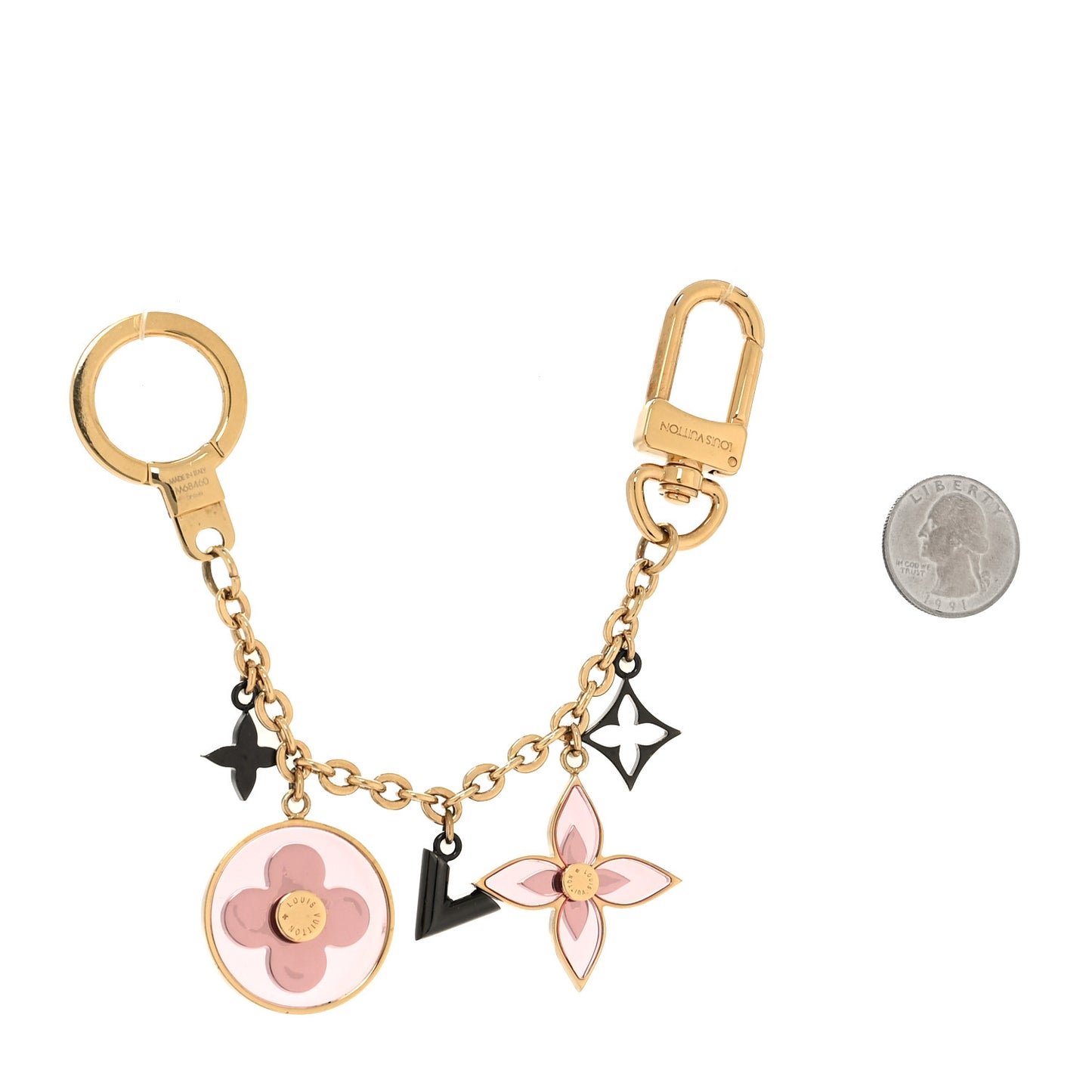 Blooming Flowers Bag Charm Chain Pink