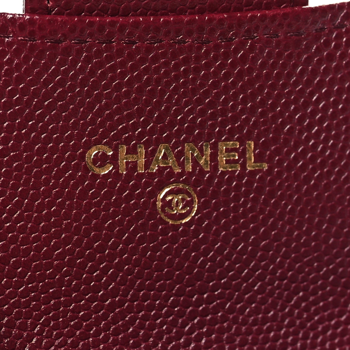 Caviar Quilted Flap Card Holder Wallet Burgundy