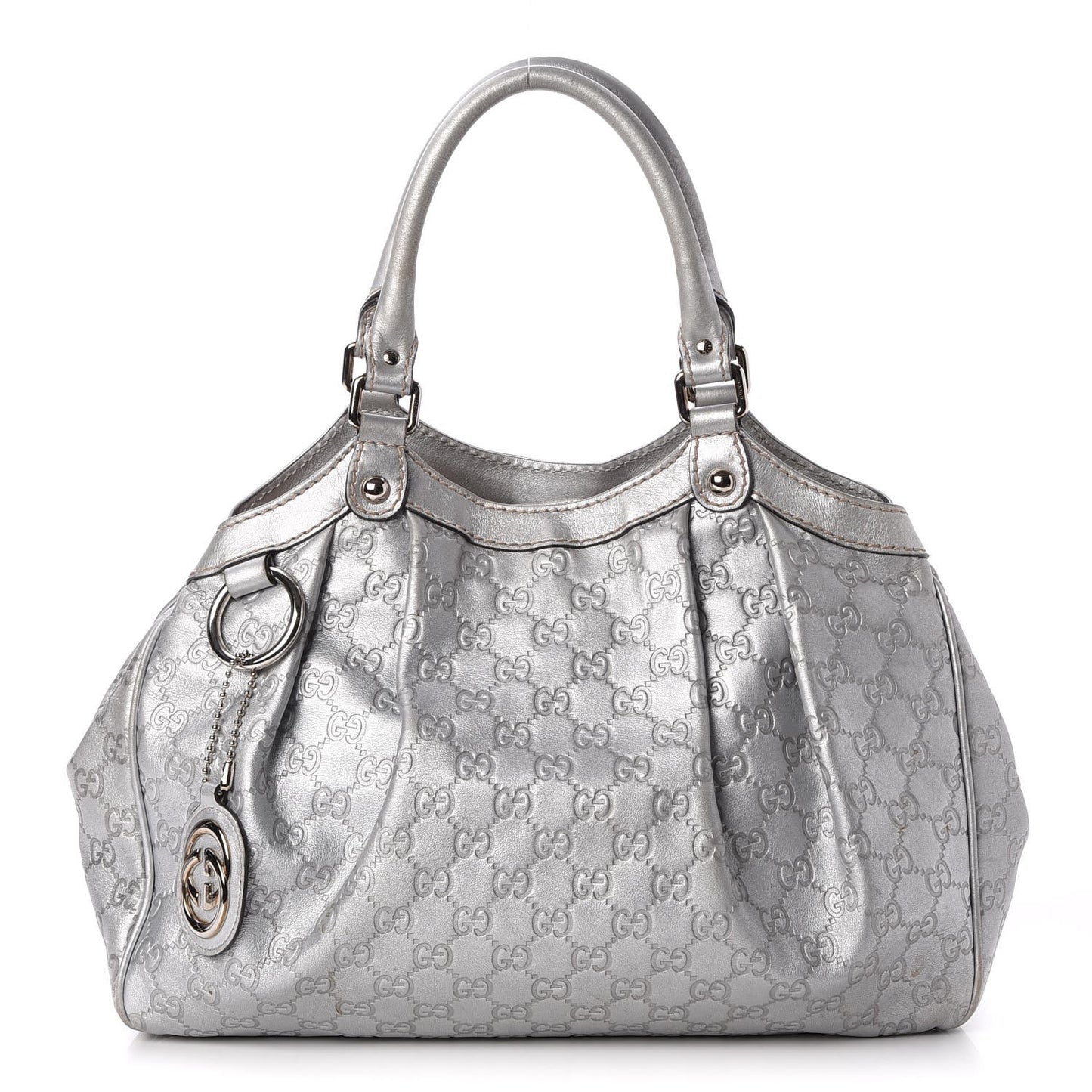Guccissima Medium Sukey Tote Silver