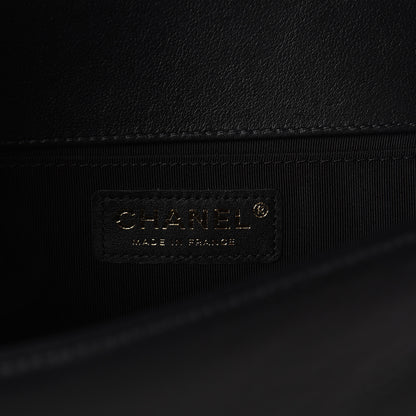 Chanel Lambskin Cotton Woven Medium Boy Flap Black 9 of 13