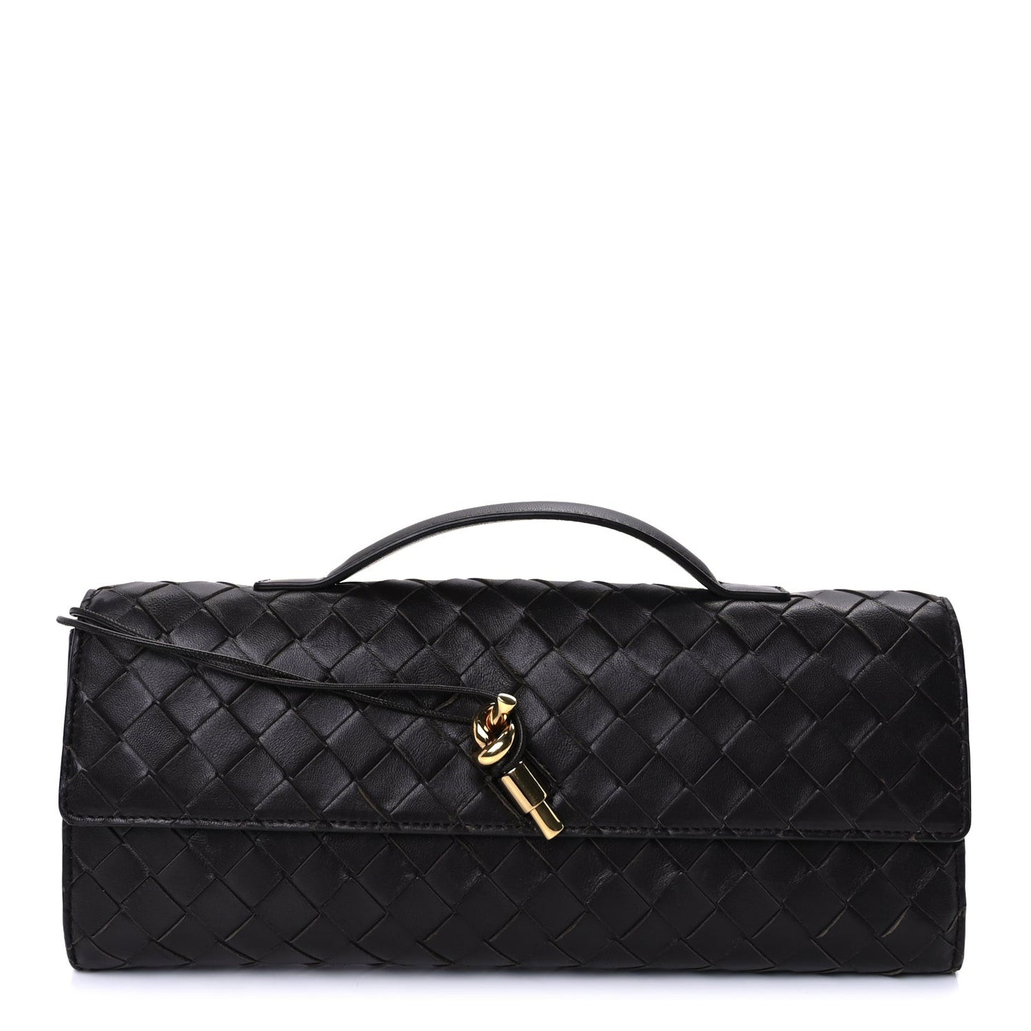 Nappa Intrecciato Long Andiamo Top Handle Clutch Dark Barolo