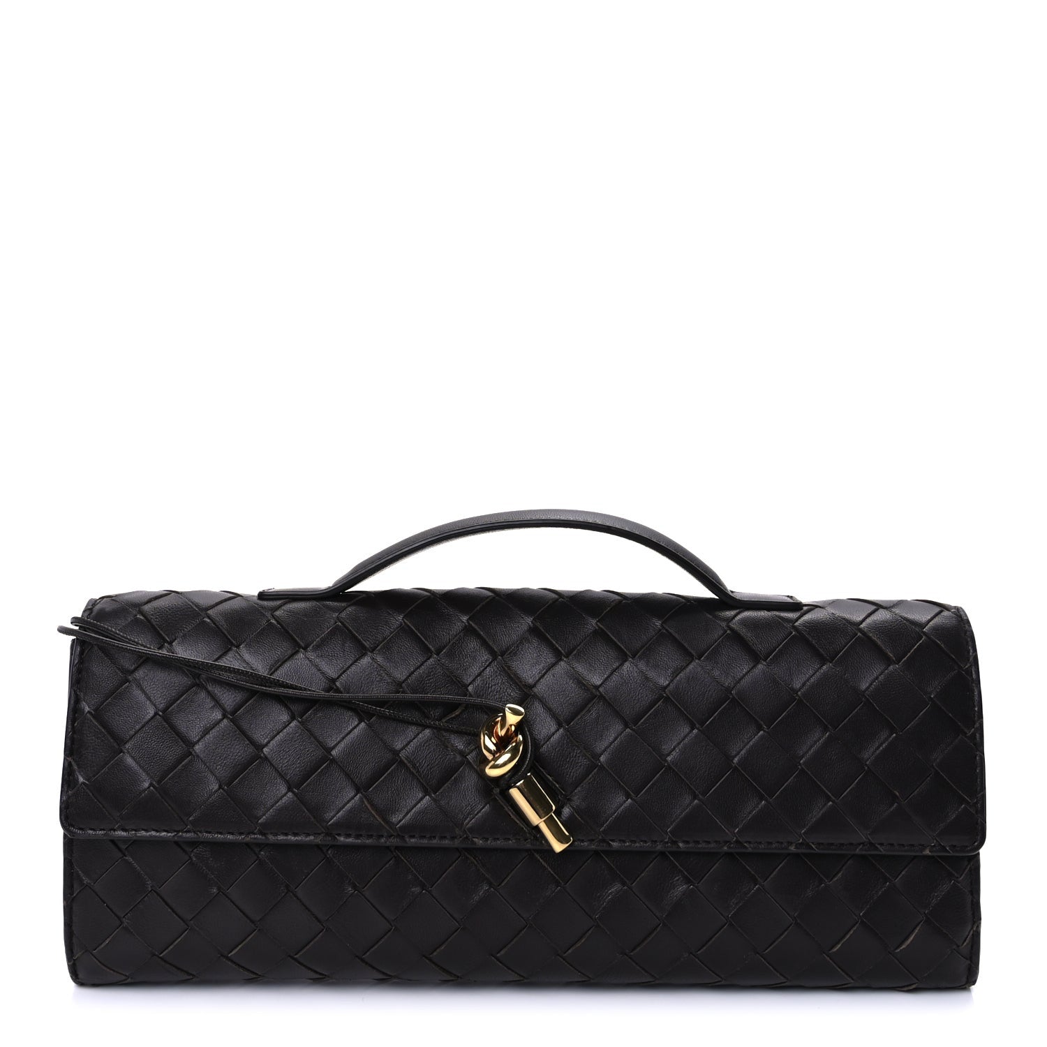 Bottega Veneta Nappa Intrecciato Long Andiamo Top Handle Clutch Dark Barolo 1 of 8