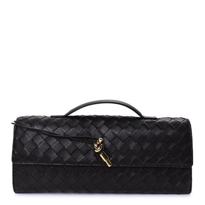 Bottega Veneta Nappa Intrecciato Long Andiamo Top Handle Clutch Dark Barolo 1 of 8