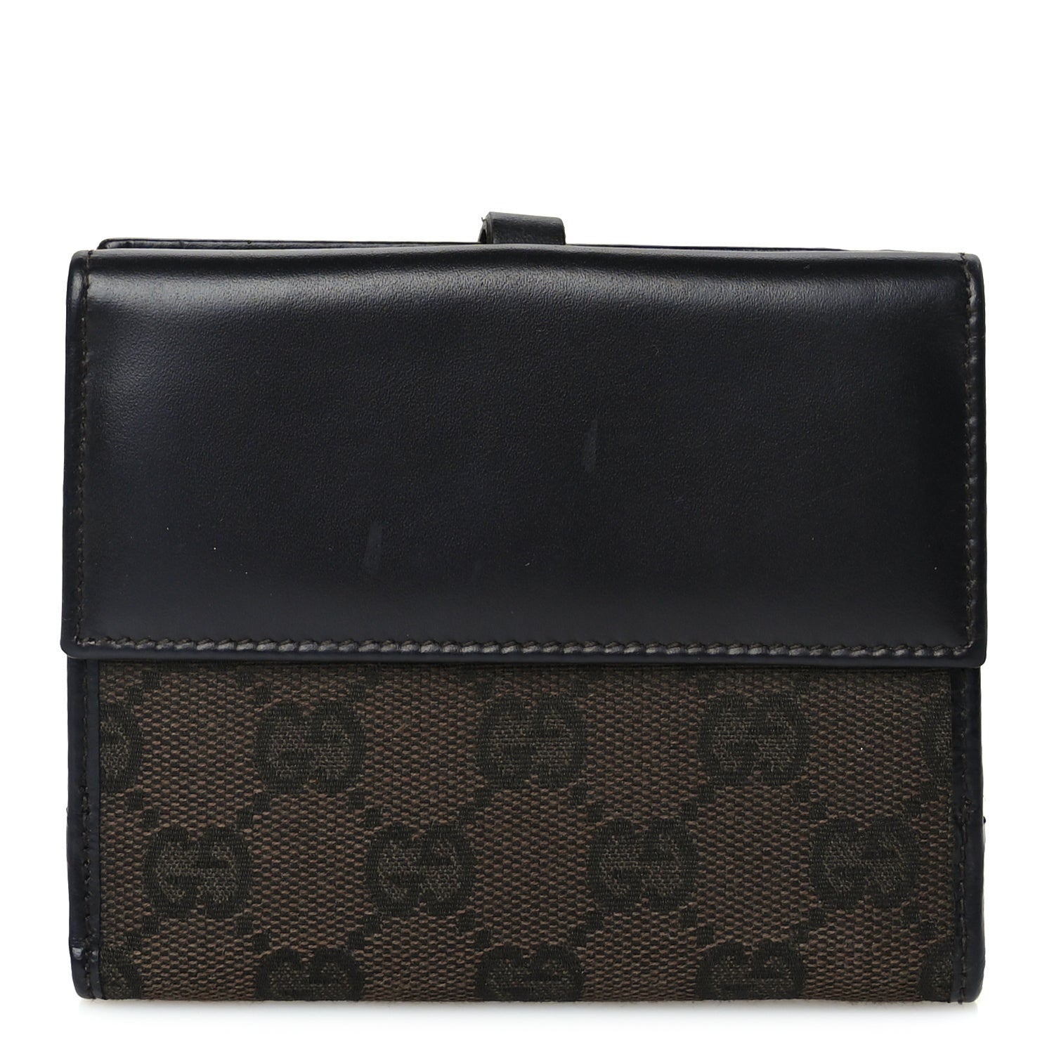 Gucci Monogram Piston Lock Compact Wallet Dark Brown 1 of 8