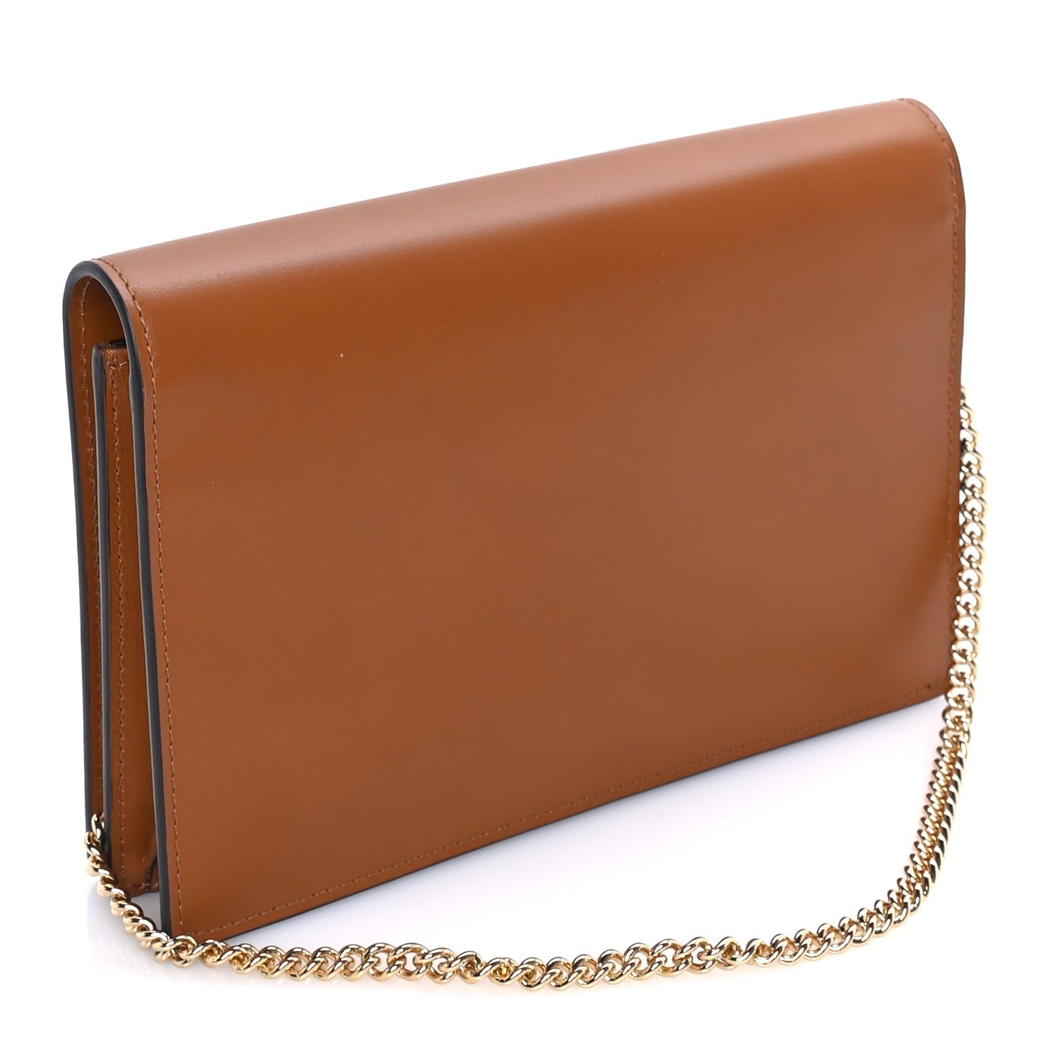 Fendi Vitello King Tamponato Logo Embossed Medium Wallet On Chain  Cuoio 2 of 7