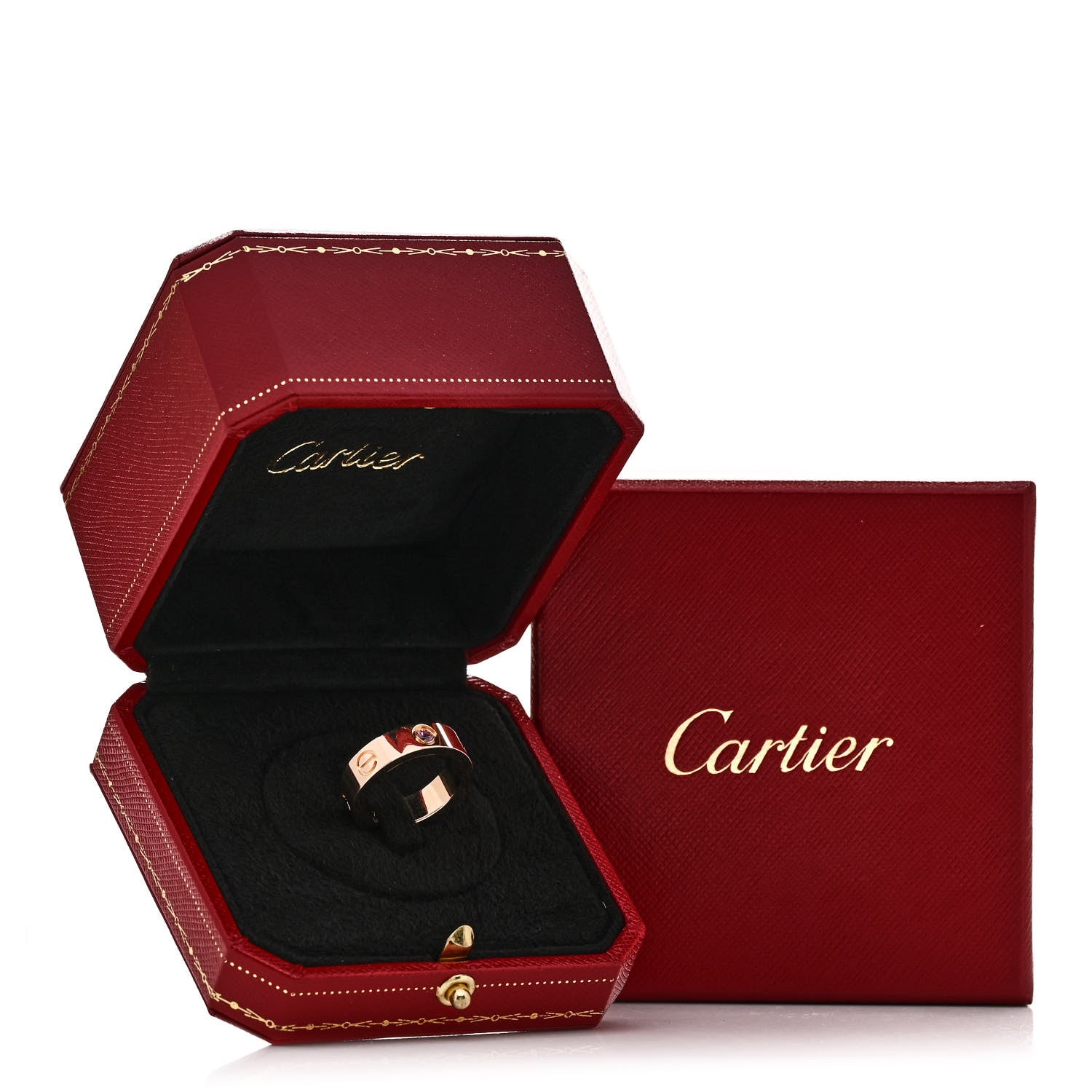 Cartier 18K Pink Gold Pink Sapphire 5.5mm LOVE Ring 53 6.25 5 of 5