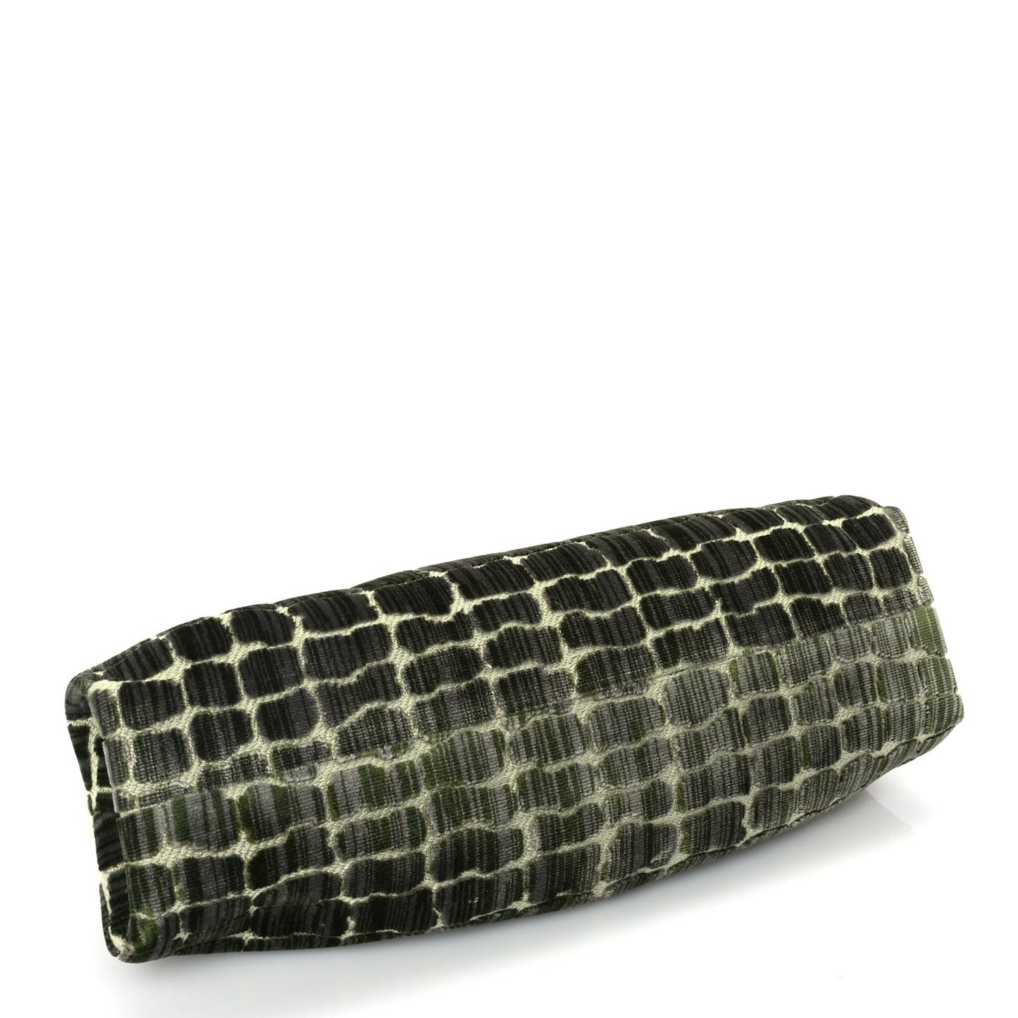 Velvet Crocodile Mother of Pearl Jacquard Crystal Bow Clutch Green