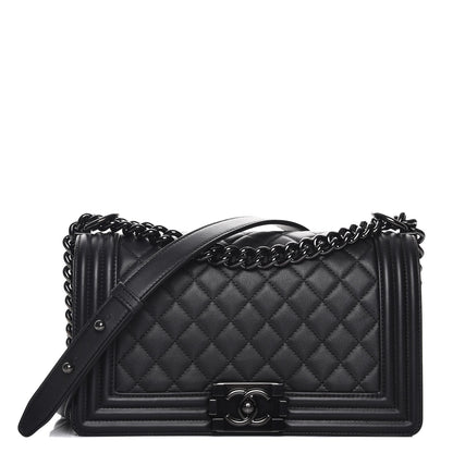 Chanel Calfskin Quilted Medium Boy Flap So Black 1 of 8