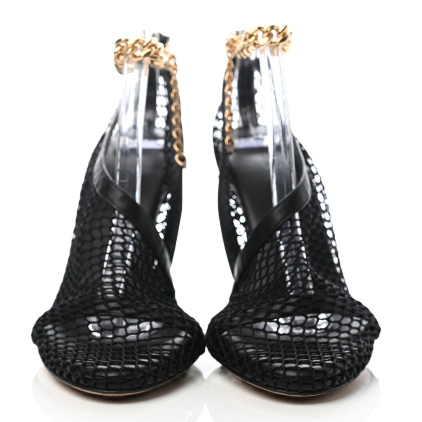 Mesh Nappa Chunky Chain Sandals 37.5 Black