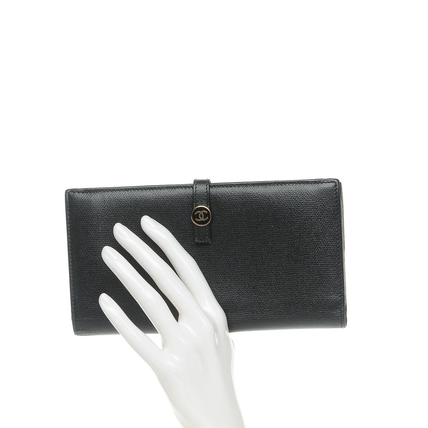 Grained Calfskin CC Button Wallet Black