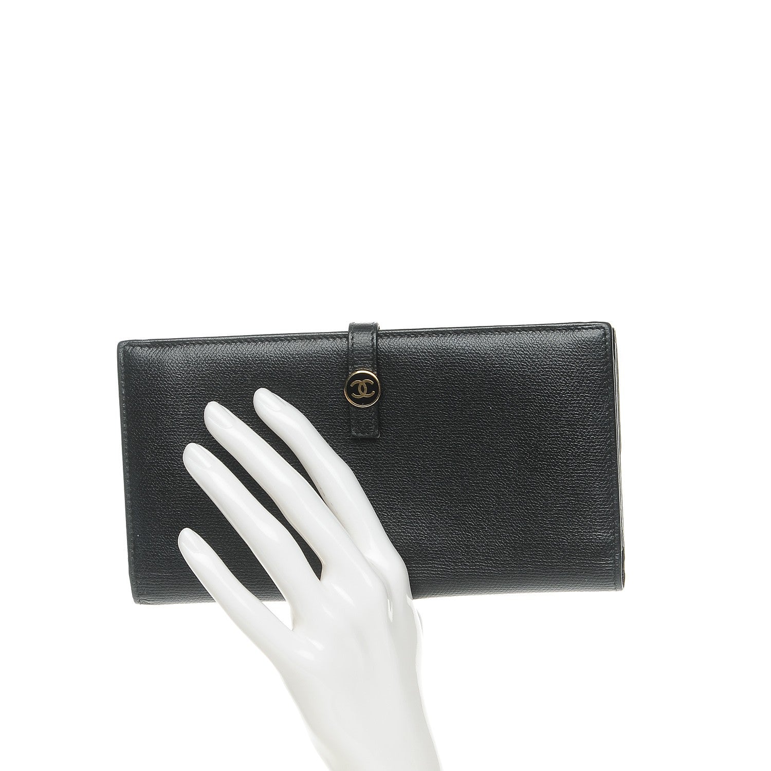 Chanel Grained Calfskin CC Button Wallet Black 2 of 9