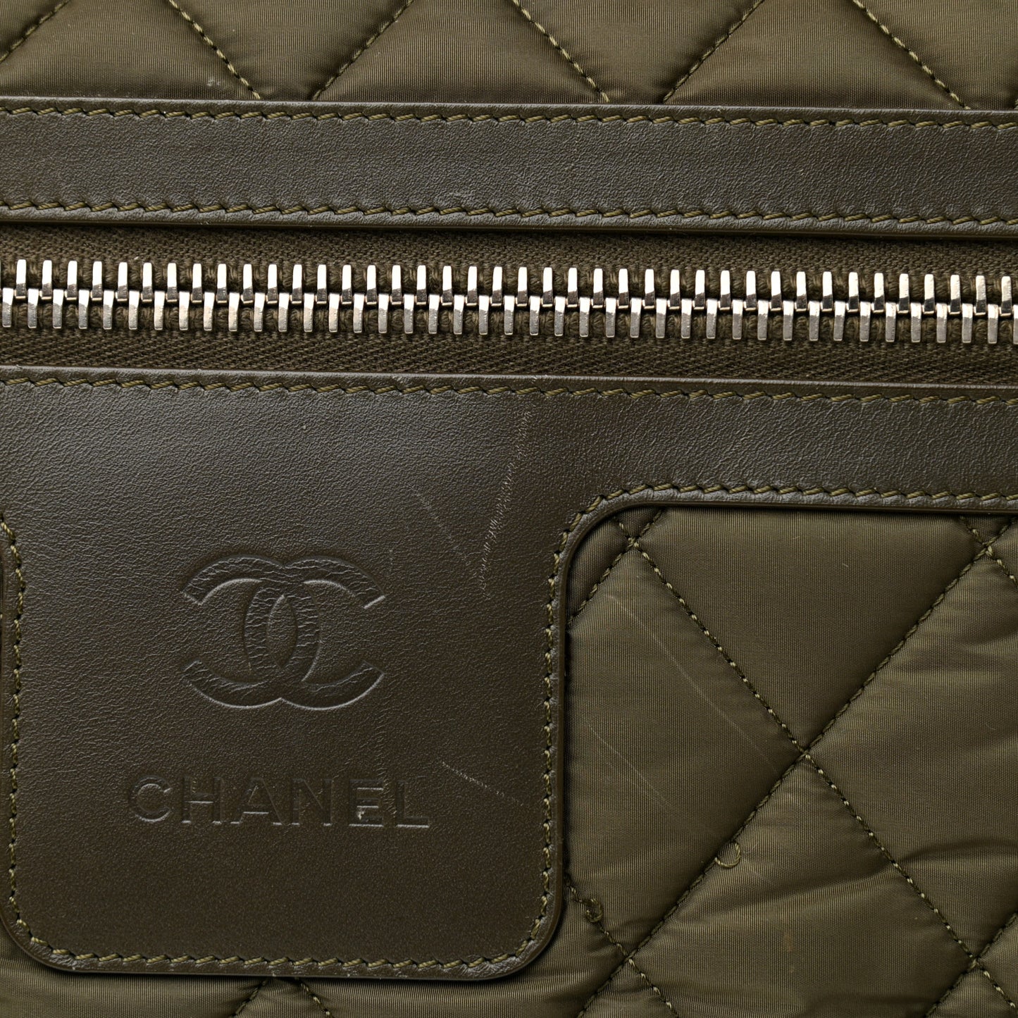 Nylon Quilted Large Coco Cocoon Tote Khaki