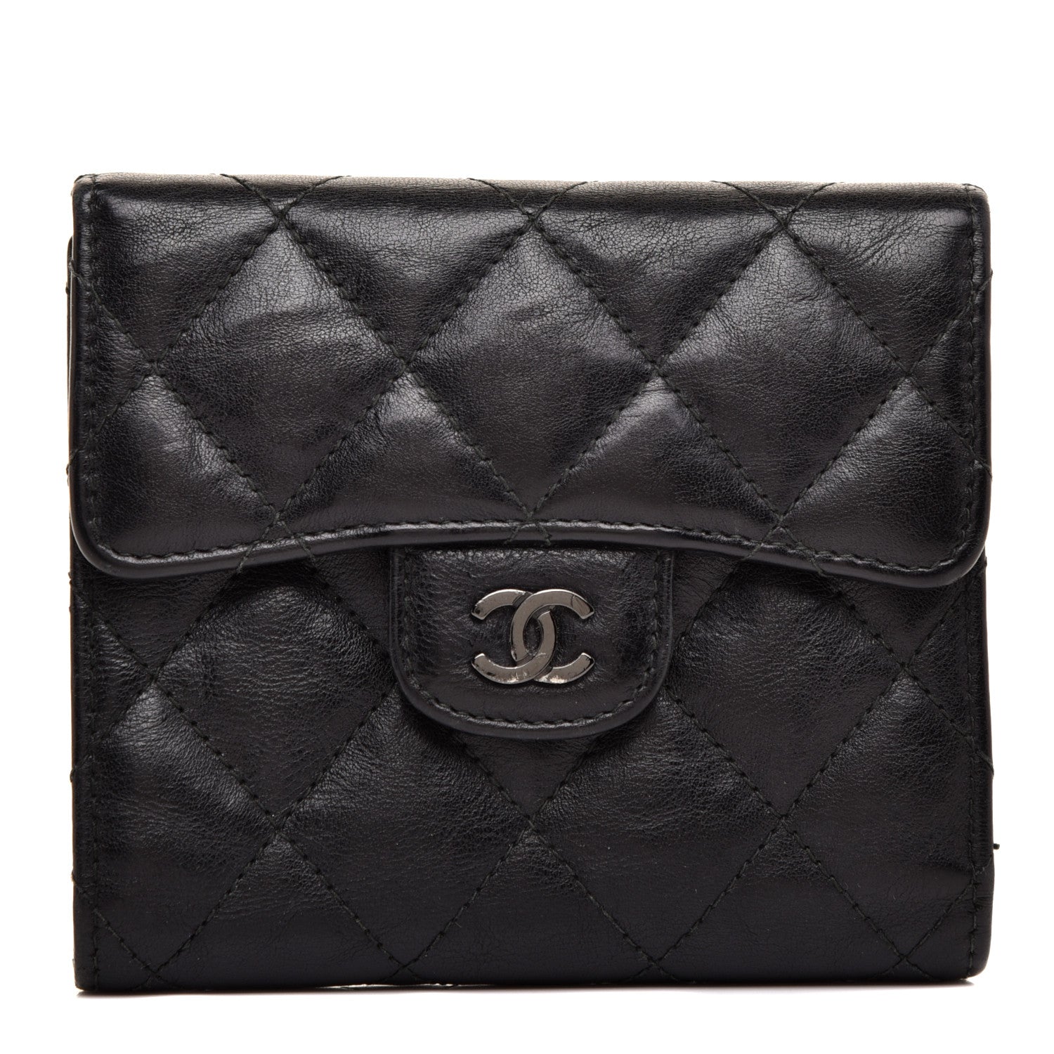 Chanel Calfskin Quilted Compact Flap Wallet So Black 1 of 10