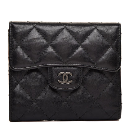 Chanel Calfskin Quilted Compact Flap Wallet So Black 1 of 10