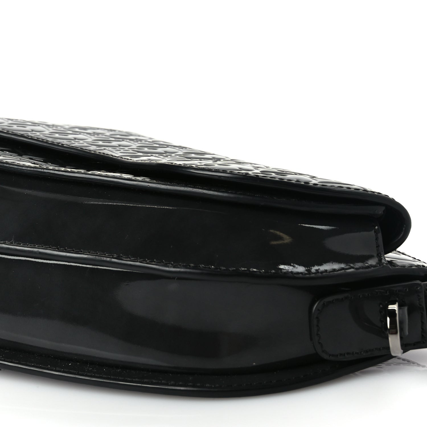 Christian Dior Patent Oblique Embossed Saddle Boxy Bag Black 8 of 8