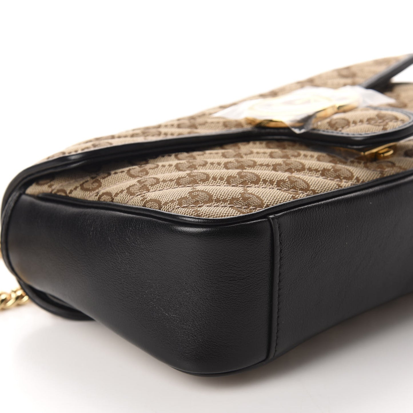 Monogram Matelasse Diagonal Small GG Marmont Shoulder Bag Beige Black