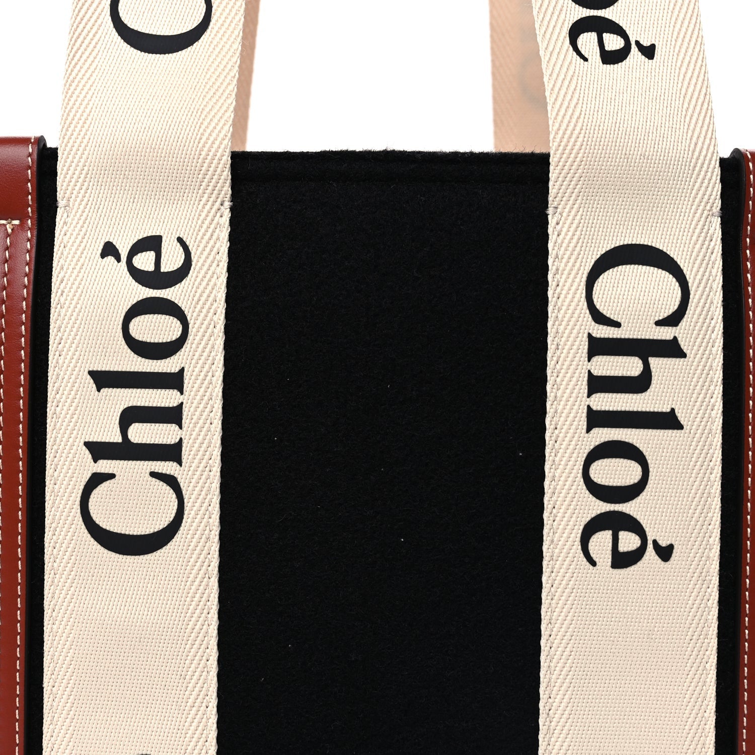Chloe Felt Calfskin Medium Woody Ribbon Tote Beige 6 of 8