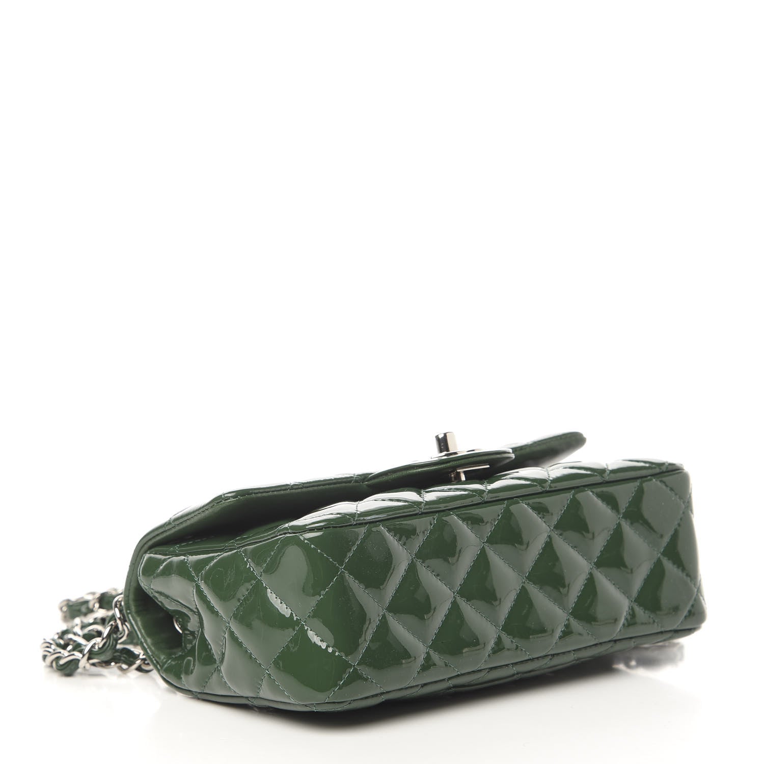 Chanel Patent Calfskin Quilted Mini Rectangular Flap Dark Green 4 of 11