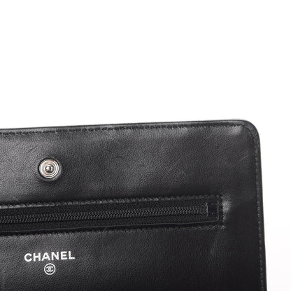 Chanel Lambskin Quilted Wallet On Chain WOC Black 12 of 15