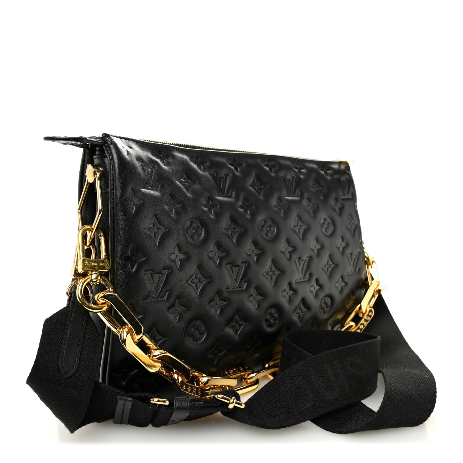 Louis Vuitton Lambskin Embossed Monogram Coussin MM Black 3 of 12
