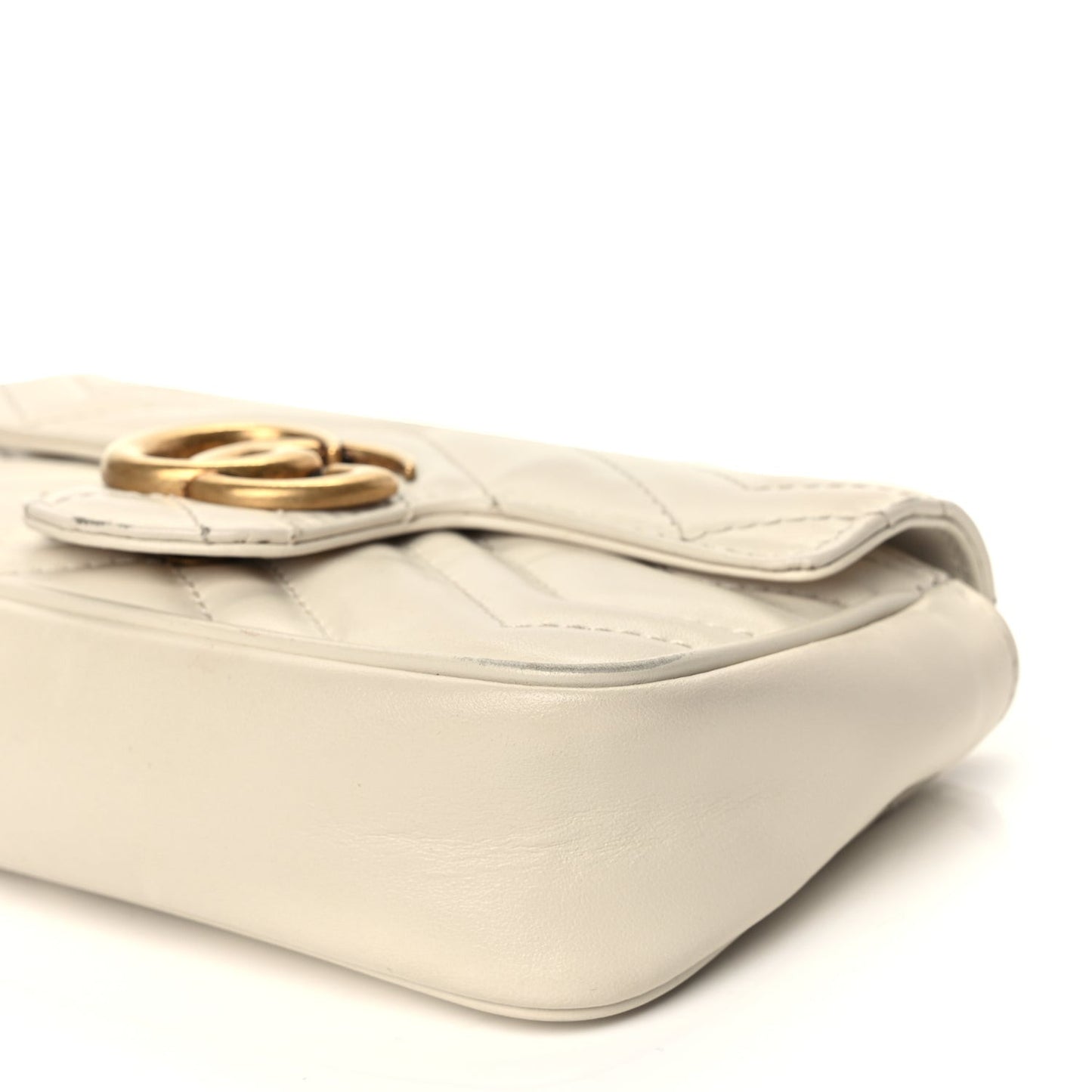Calfskin Matelasse Super Mini GG Marmont Shoulder Bag White