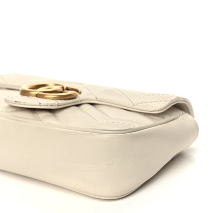 Gucci Calfskin Matelasse Super Mini GG Marmont Shoulder Bag White 9 of 11