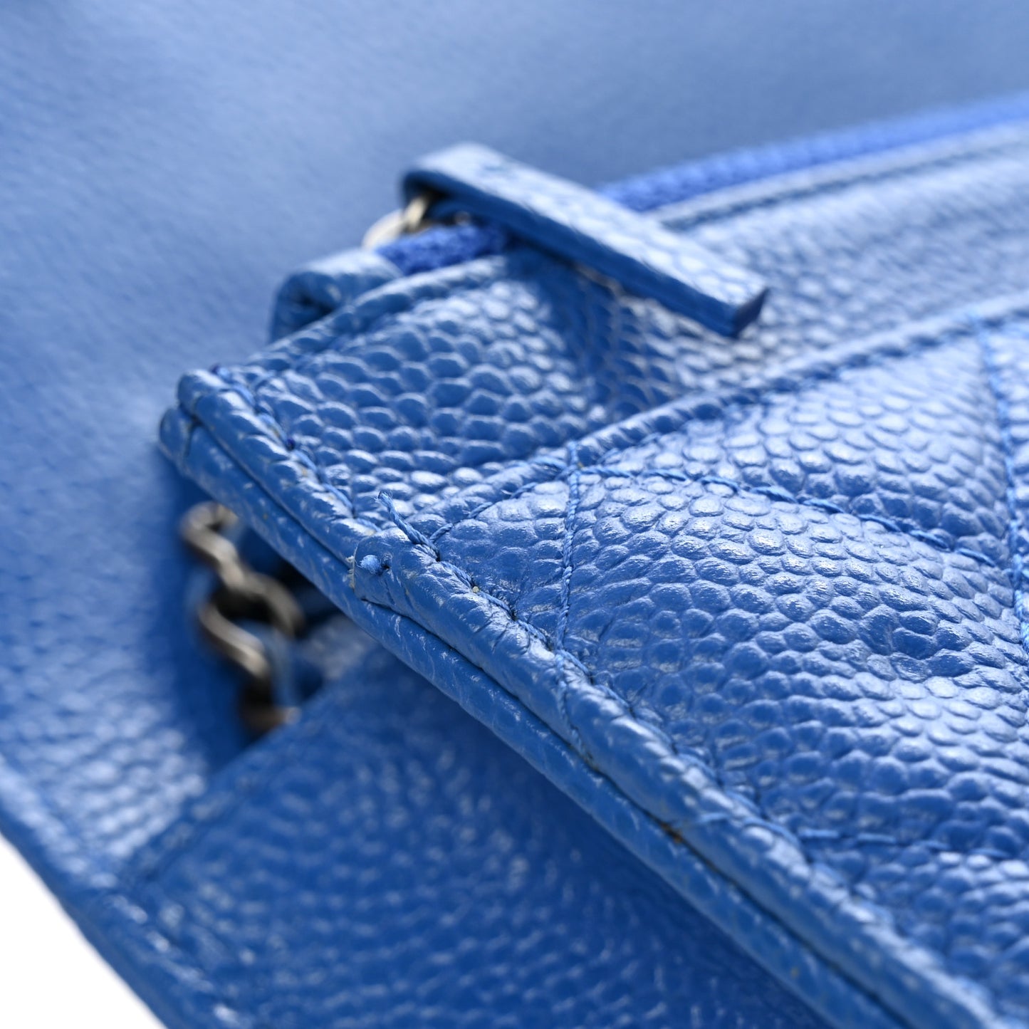 Caviar Quilted Wallet On Chain WOC Blue