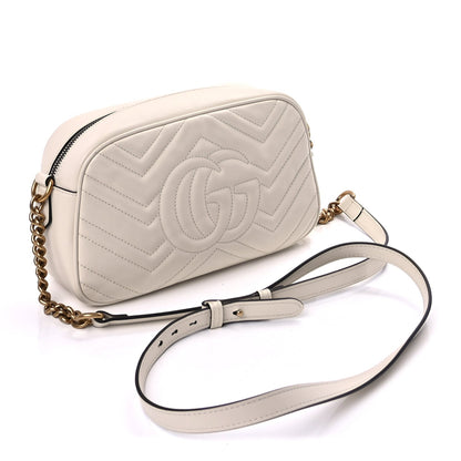 Gucci Calfskin Matelasse Small GG Marmont Chain Shoulder Bag  White 2 of 8