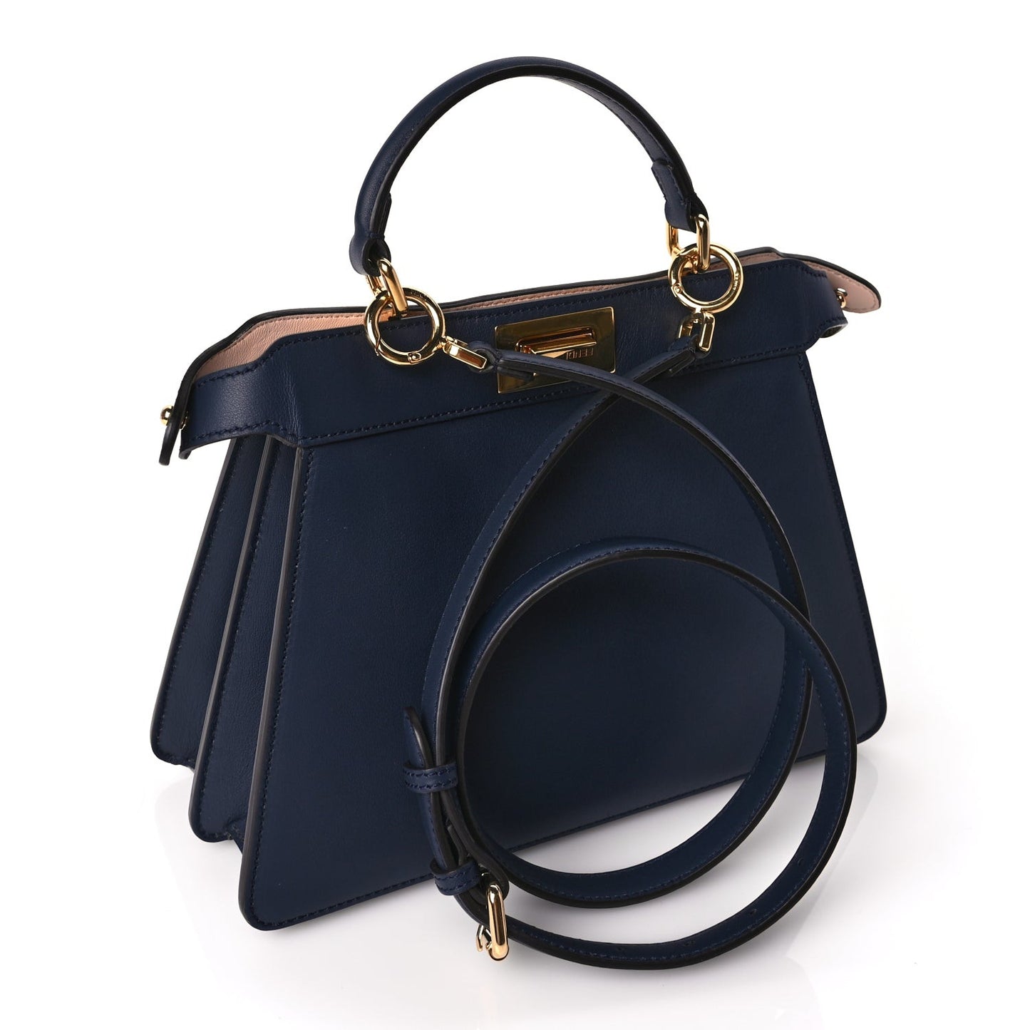 Vitello Seta Nappa Bi-Color Small Peekaboo I SEE U Satchel Midnight Light Rose Sand