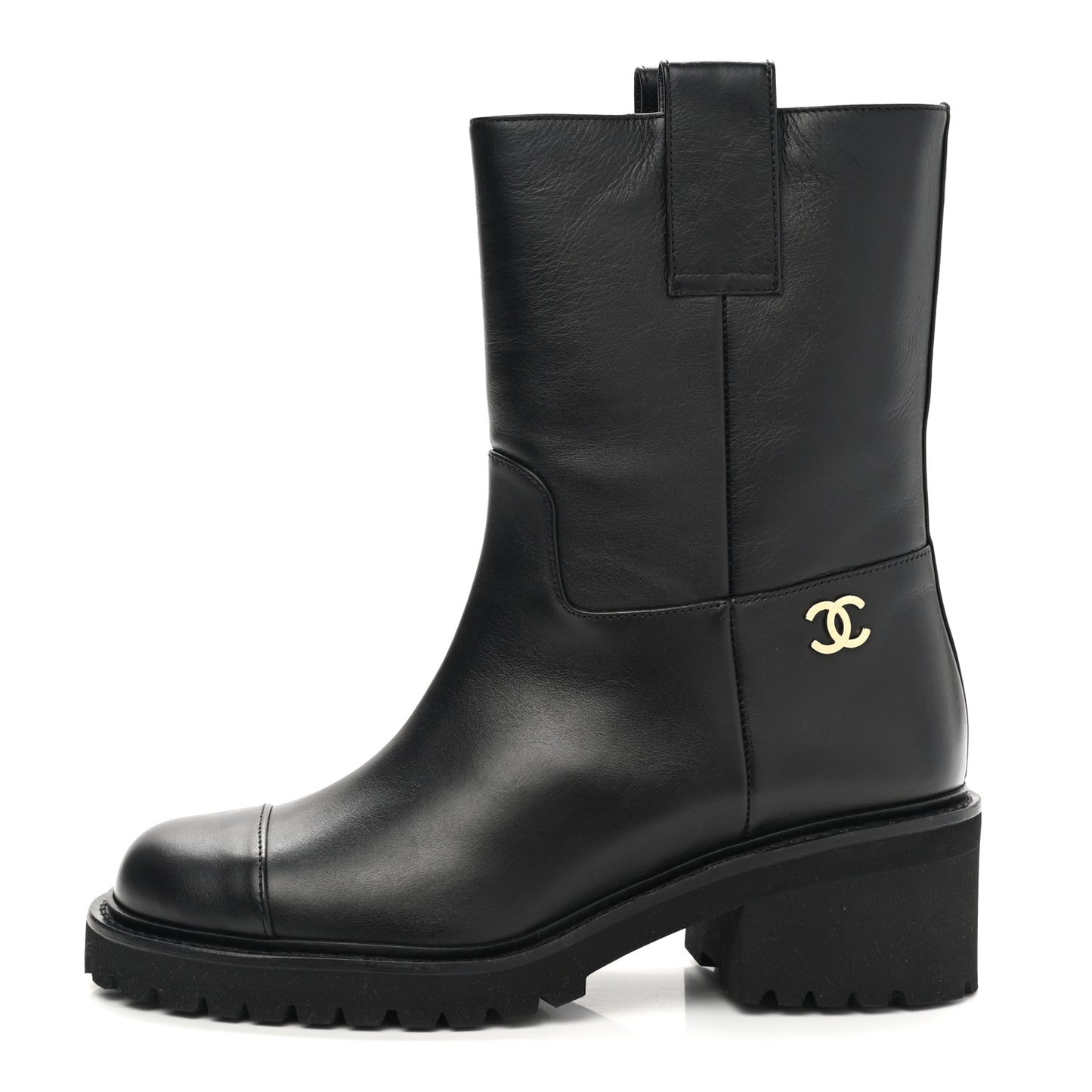 Calfskin CC Ankle Boots 35 Black