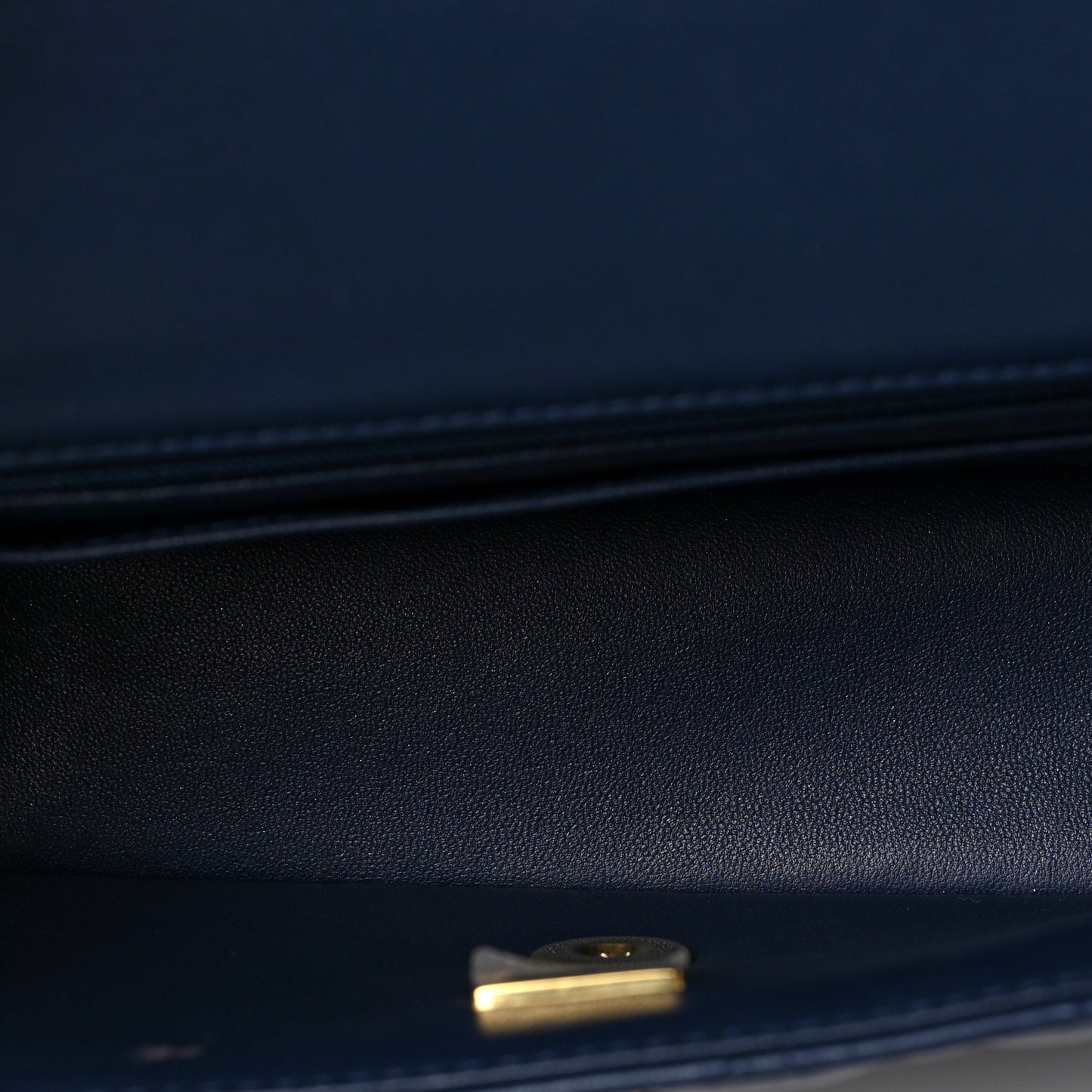 Lambskin Quilted Mini Metal Top Handle Rectangular Flap Blue